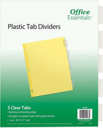 Office Essentials Insertable Paper Dividers, 5 Tabs, Clear (11466)