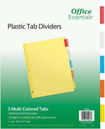 Office Essentials Insertable Paper Dividers, 5 Tabs, Multicolor (11465)
