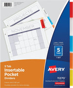 Avery Blank Insertable Divider, 5-Tab, White, Set (11270)