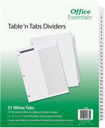 Office Essentials® Table 'N Tabs Dividers, 1-31 Tab, White, 8 1/2" x 11", 1/St