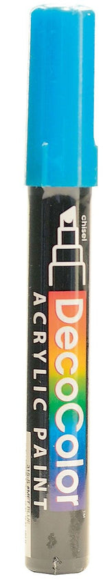 Marvy Uchida Decocolor Acrylic Paint Markers Metallic Blue Chisel Tip [Pack Of 6]