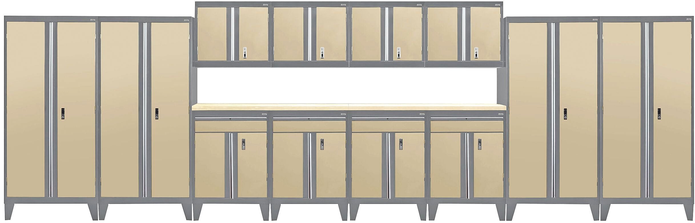 Sandusky Modular 14 pc. Set Storage System, Charcoal Frame/ Tropic Sand Doors