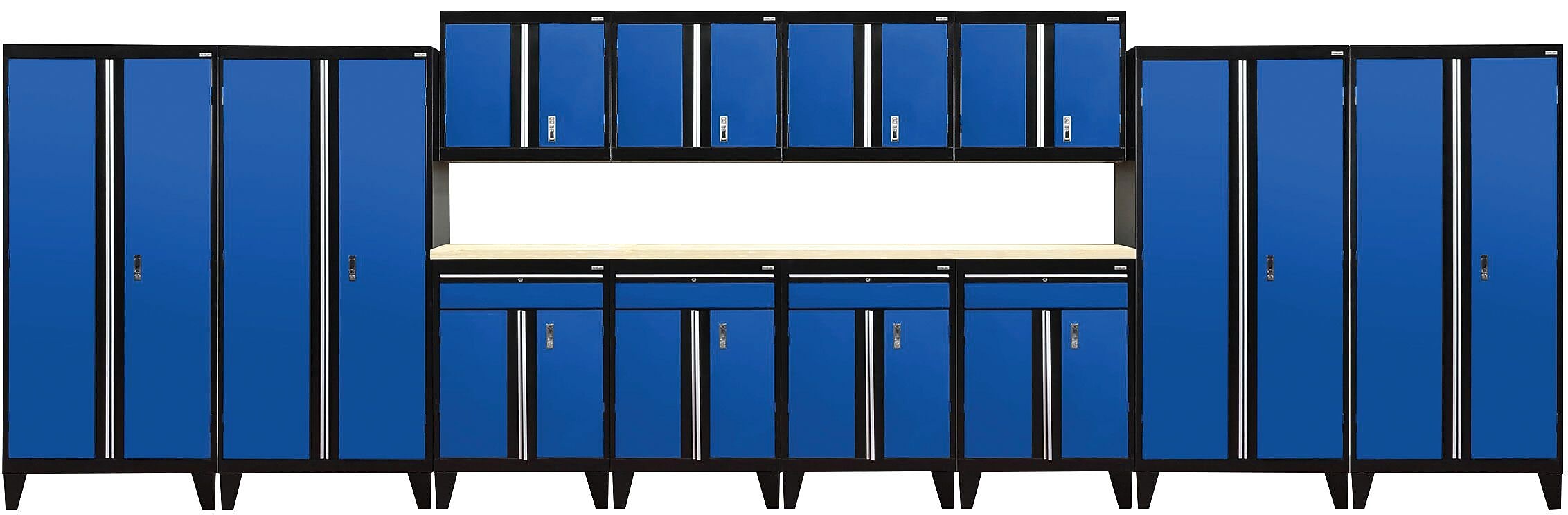 Sandusky Modular 14 pc. Set Storage System, Black Frame/Blue Doors