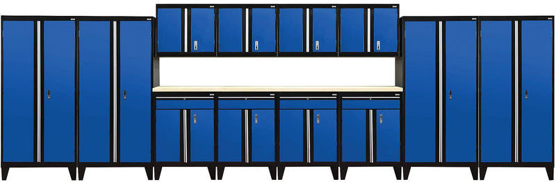 Sandusky Modular 14 pc. Set Storage System, Black Frame/Blue Doors