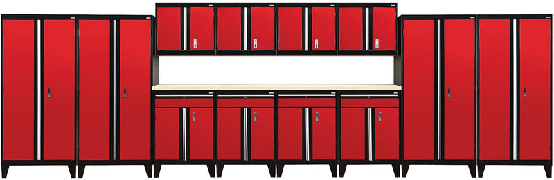 Sandusky Modular 14 pc. Set Storage System, Black Frame/Red Doors