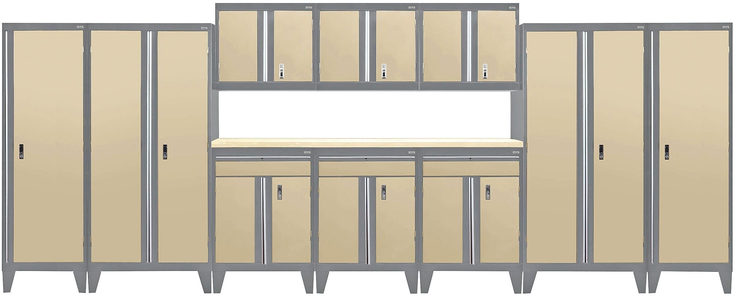 Sandusky Modular 11 pc. Set Storage System, Charcoal Frame/ Tropic Sand Doors