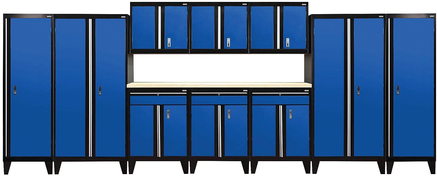 Sandusky Modular 11 pc. Set Storage System, Black Frame/Blue Doors