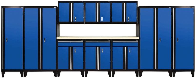 Sandusky Modular 11 pc. Set Storage System, Black Frame/Blue Doors