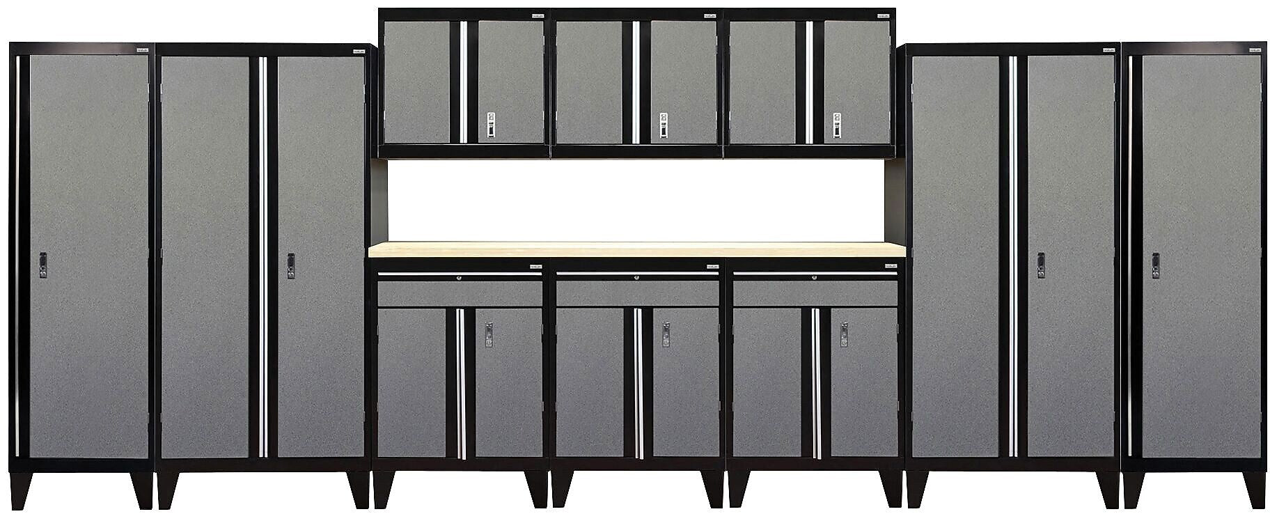 Sandusky Modular 11 pc. Set Storage System, Black Frame/Multi Granite Doors