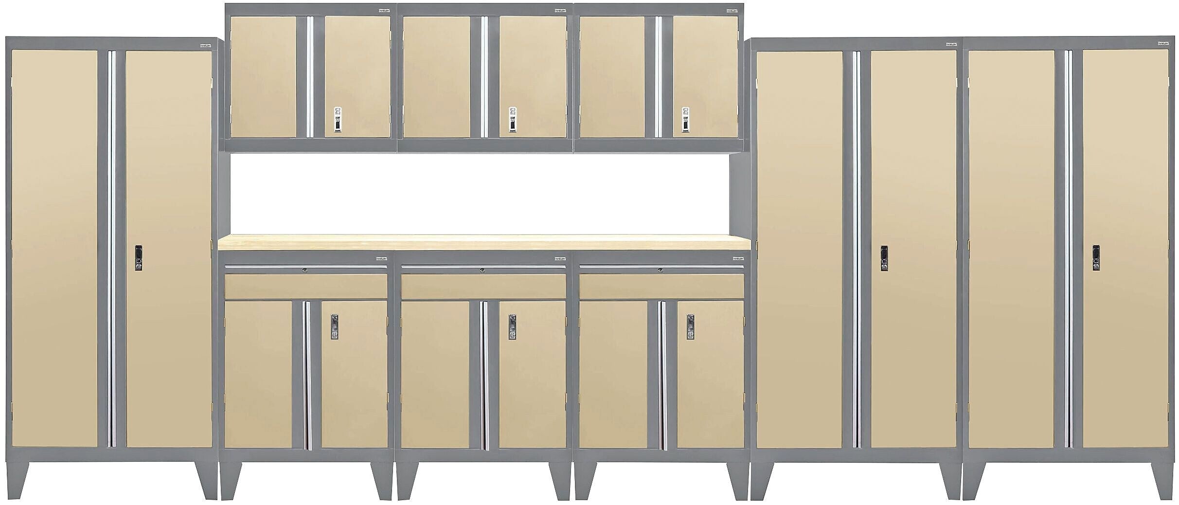 Sandusky Modular 10 pc. Set Storage System, Charcoal Frame/ Tropic Sand Doors