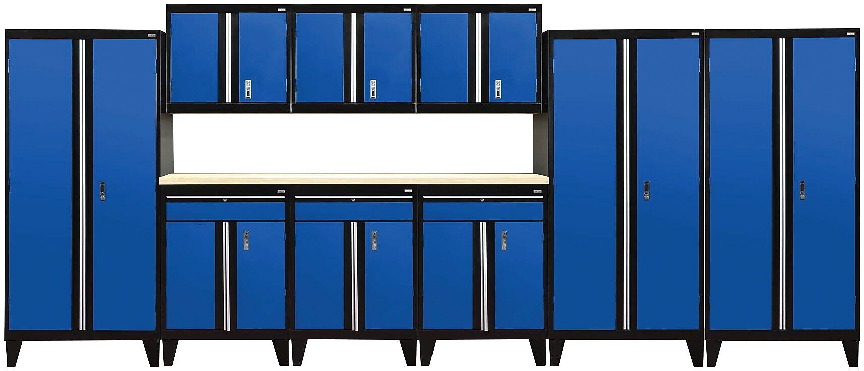 Sandusky Modular 10 pc. Set Storage System, Black Frame/Blue Doors