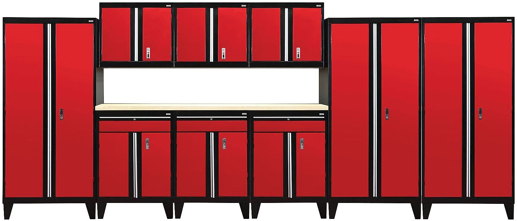 Sandusky Modular 10 pc. Set Storage System, Black Frame/Red Doors