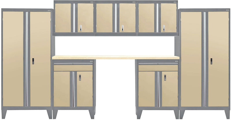 Sandusky Modular 8 pc. Set Storage System, Charcoal Frame/ Tropic Sand Doors