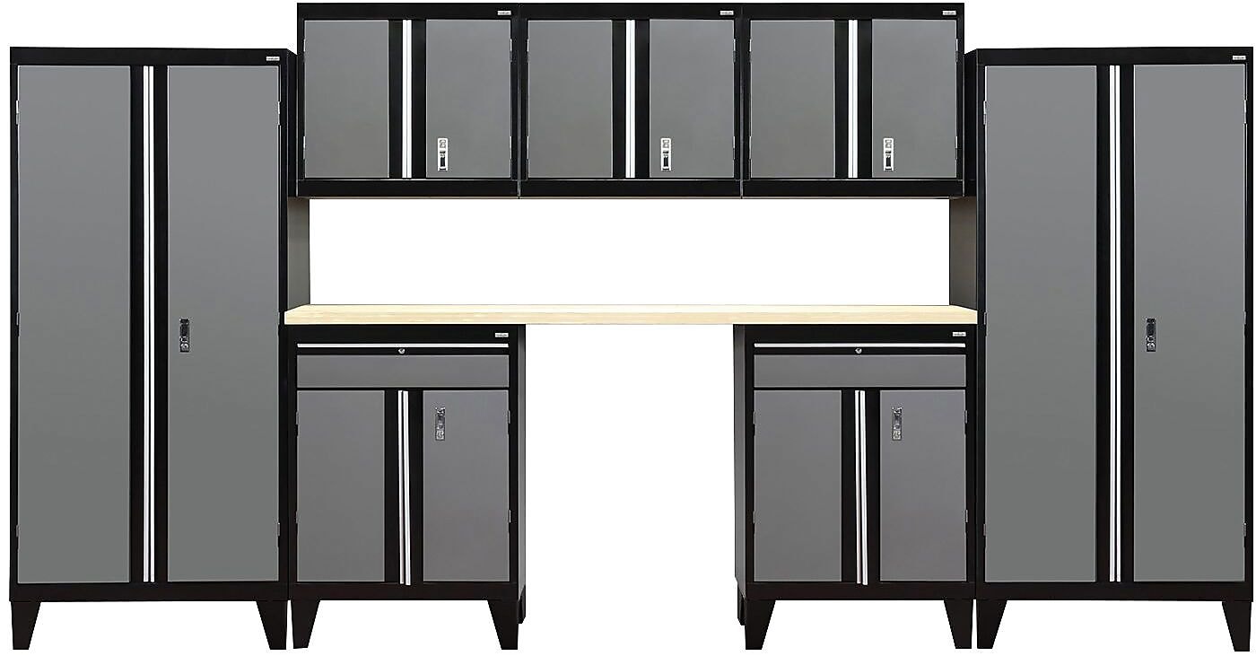 Sandusky Modular 8 pc. Set Storage System, Black Frame/Charcoal Doors