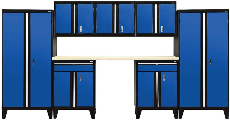 Sandusky Modular 8 pc. Set Storage System, Black Frame/Blue Doors