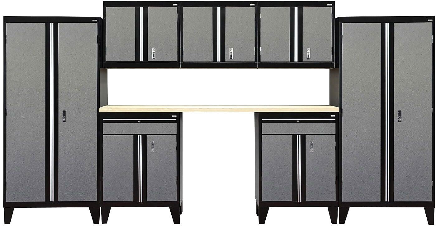 Sandusky Modular 8 pc. Set Storage System, Black Frame/Multi Granite Doors