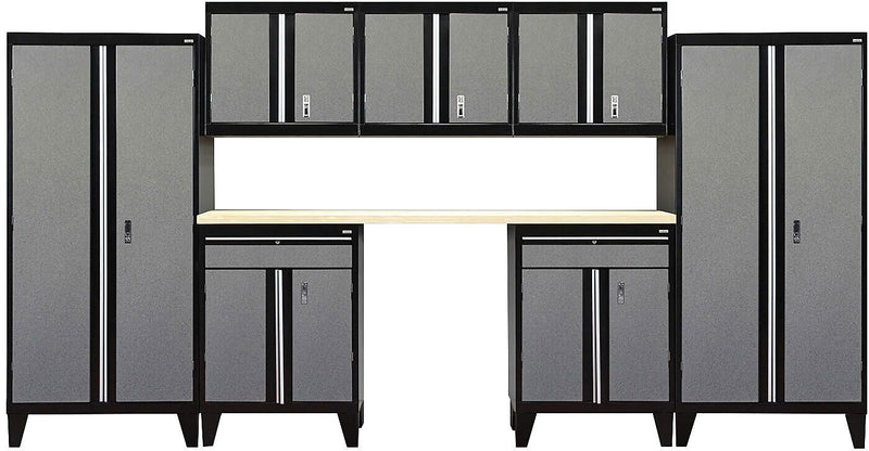 Sandusky Modular 8 pc. Set Storage System, Black Frame/Multi Granite Doors