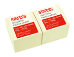 Staples® Sticky Notes, 3" x 3", Yellow, 100 Sheets/Pad, 12 Pads/Pack (STP11556CT)