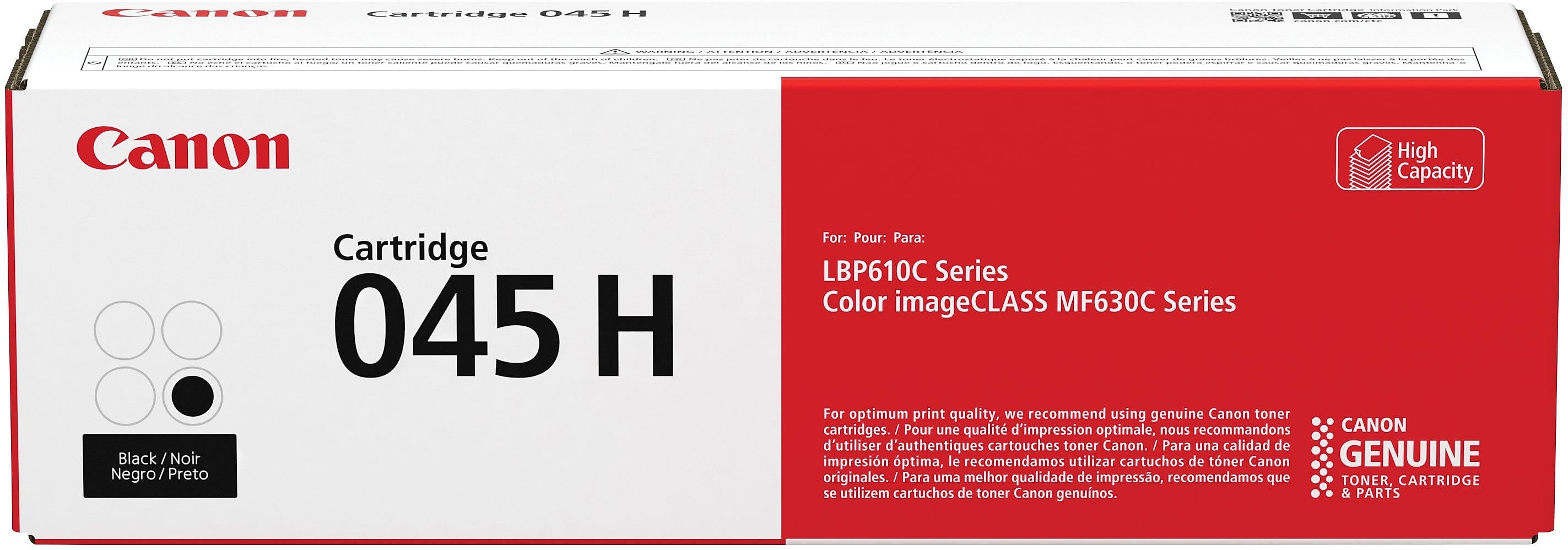 Canon 045 H Black High Yield Toner Cartridge, Prints Up to 2,800 Pages (1246C001)