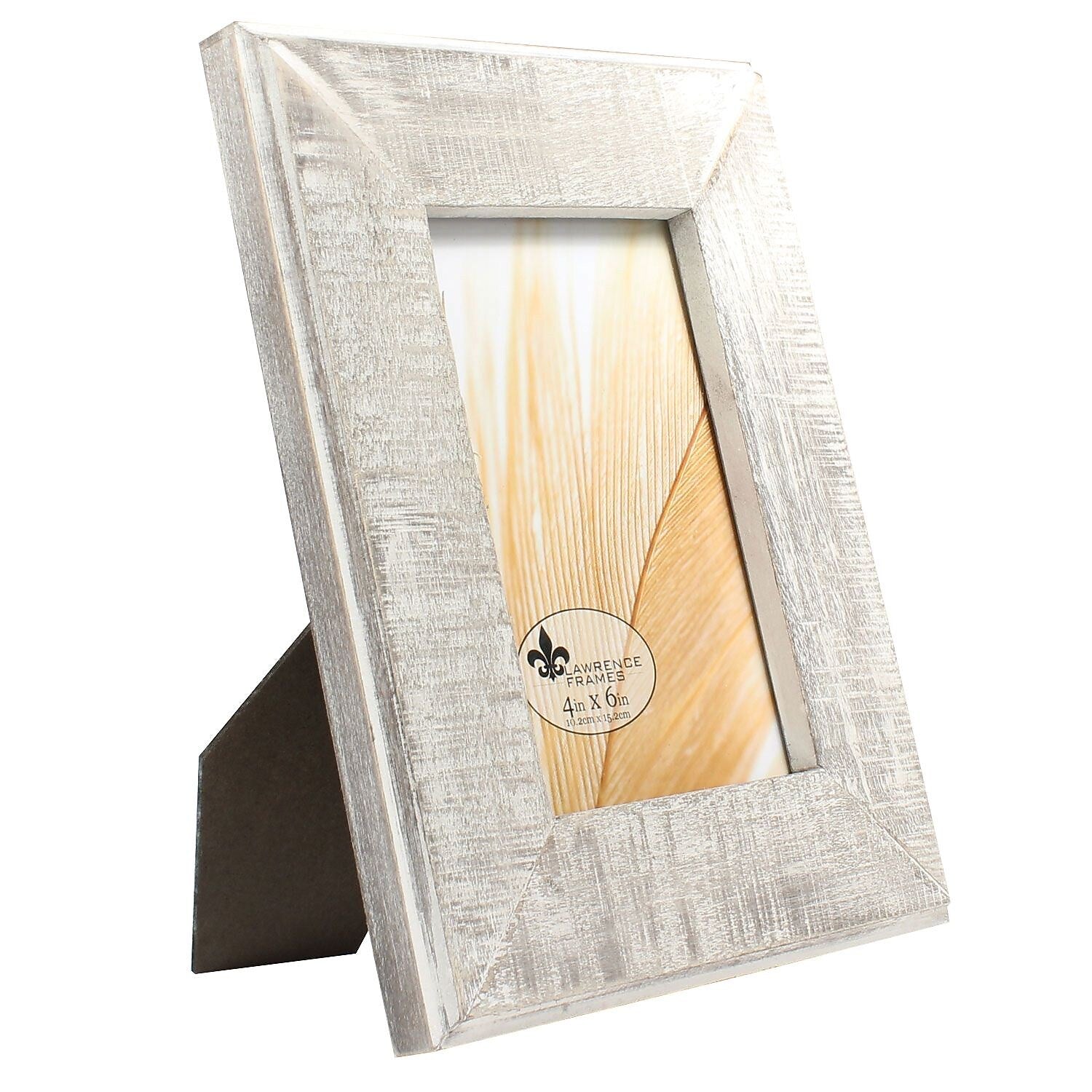 Lawrence Frames 4x6 Distressed Gray Wood With White Wash Picture Frame