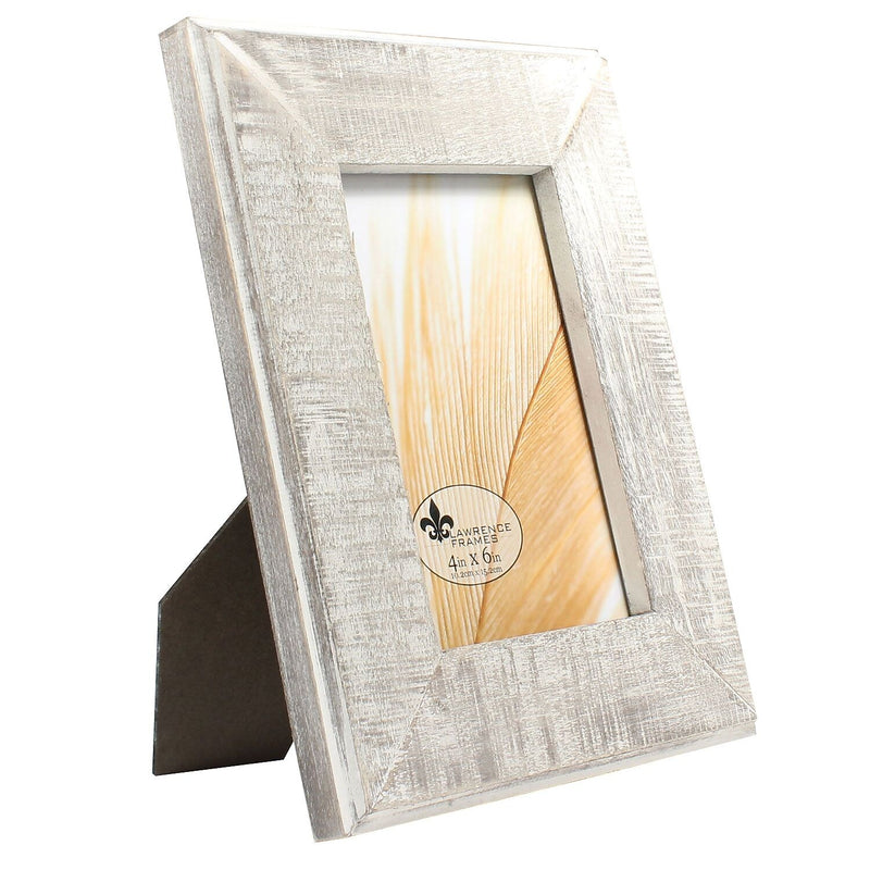 Lawrence Frames 4x6 Distressed Gray Wood With White Wash Picture Frame