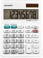 Sharp Elsi Mate EL-310WB 8-Digit Desktop Calculator, White