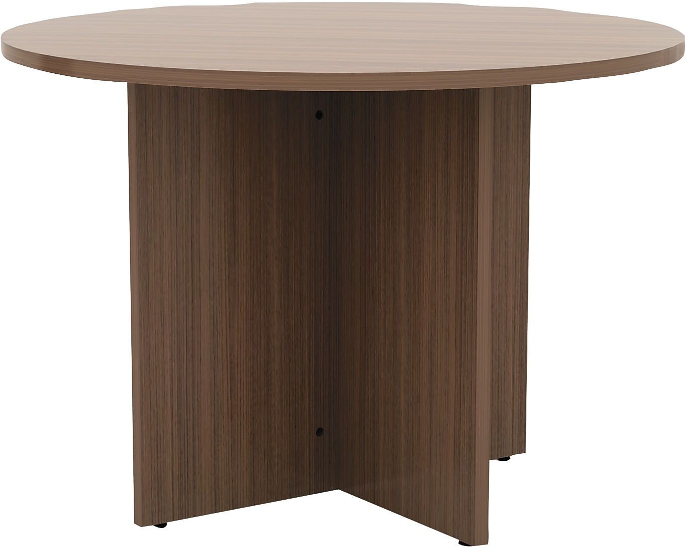 Alera® Valencia Round Conference Table w/Legs, Modern Walnut