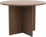 Alera® Valencia Round Conference Table w/Legs, Modern Walnut