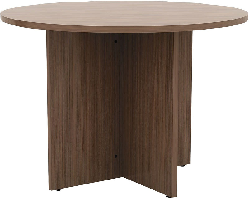 Alera® Valencia Round Conference Table w/Legs, Modern Walnut