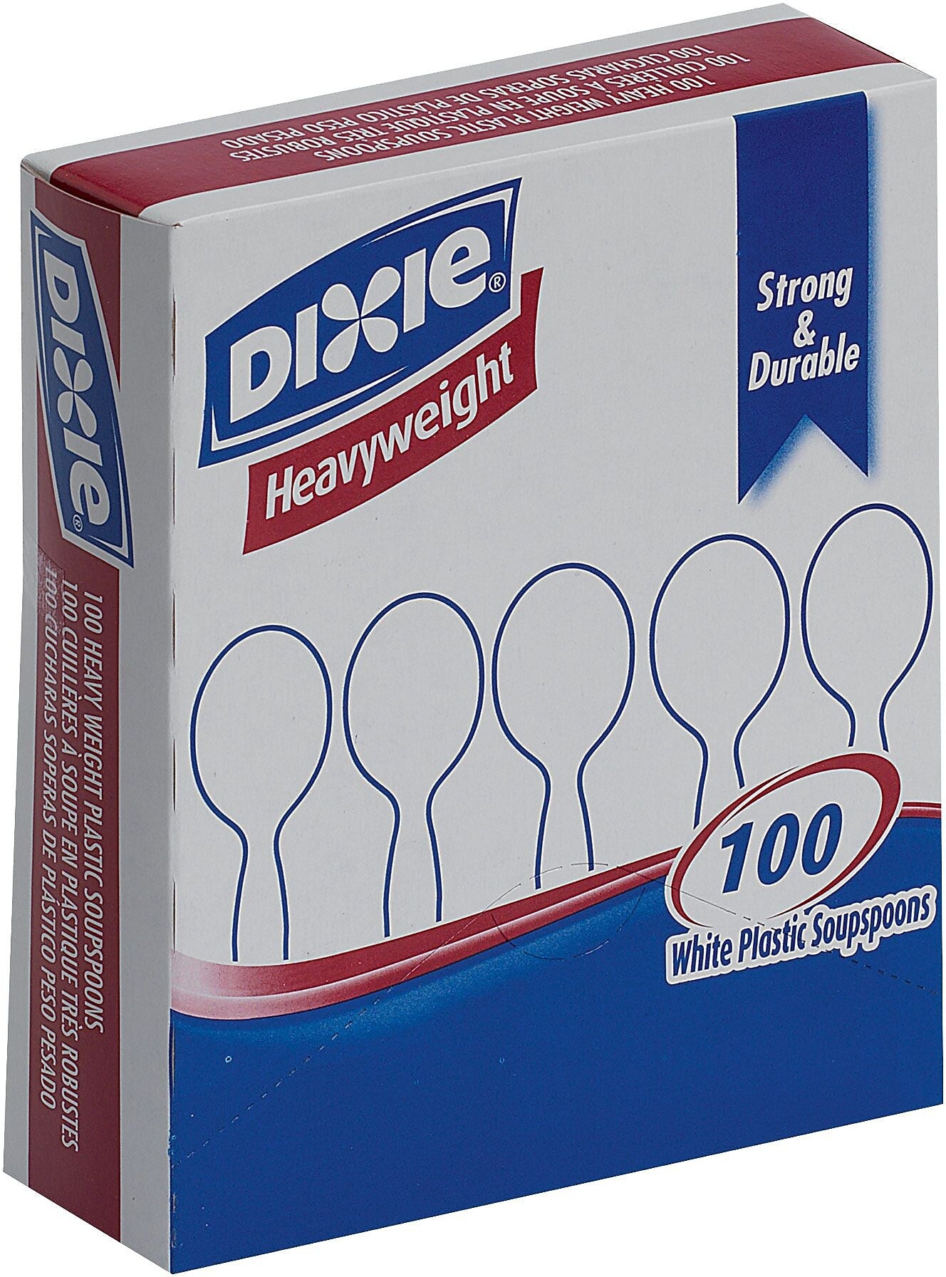 Dixie Plastic Soup Spoon, 6" Heavy-Weight, White, 100/Box (SH207)