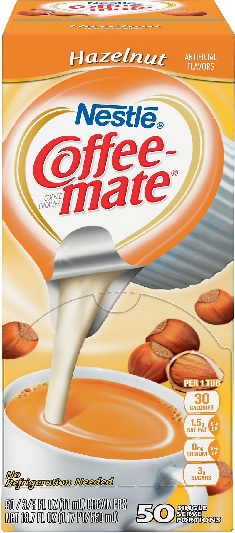 Coffee mate Hazelnut Liquid Creamer, 0.38 oz., 50/Box (35180)