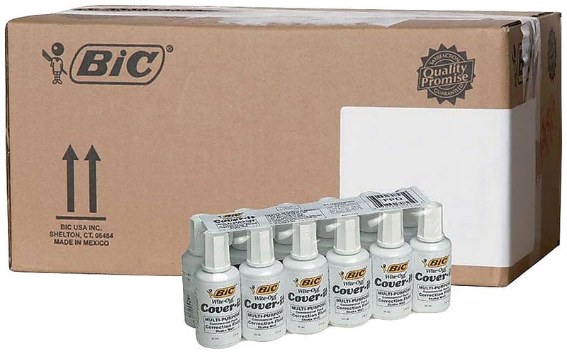 BIC Cover-it Correction Fluid, White, 144/Carton (WOC12CT)