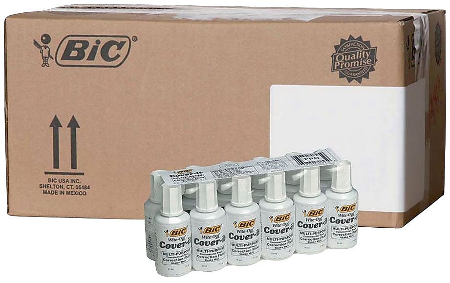 BIC Cover-it Correction Fluid, White, 144/Carton (WOC12CT)