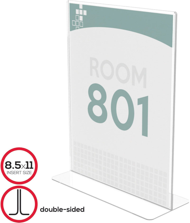 Deflecto® Superior Image® Double-Sided Sign Holder, 8.5" x 11", Clear Plastic (590801)