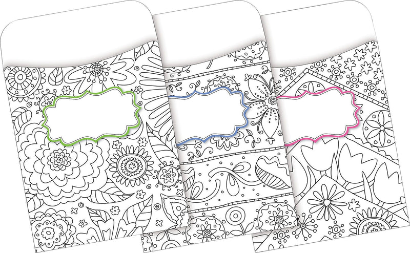 Barker Creek Color Me! In My Garden Library Pockets, 5.125" x 3.5", 30/Pack (BC1243)