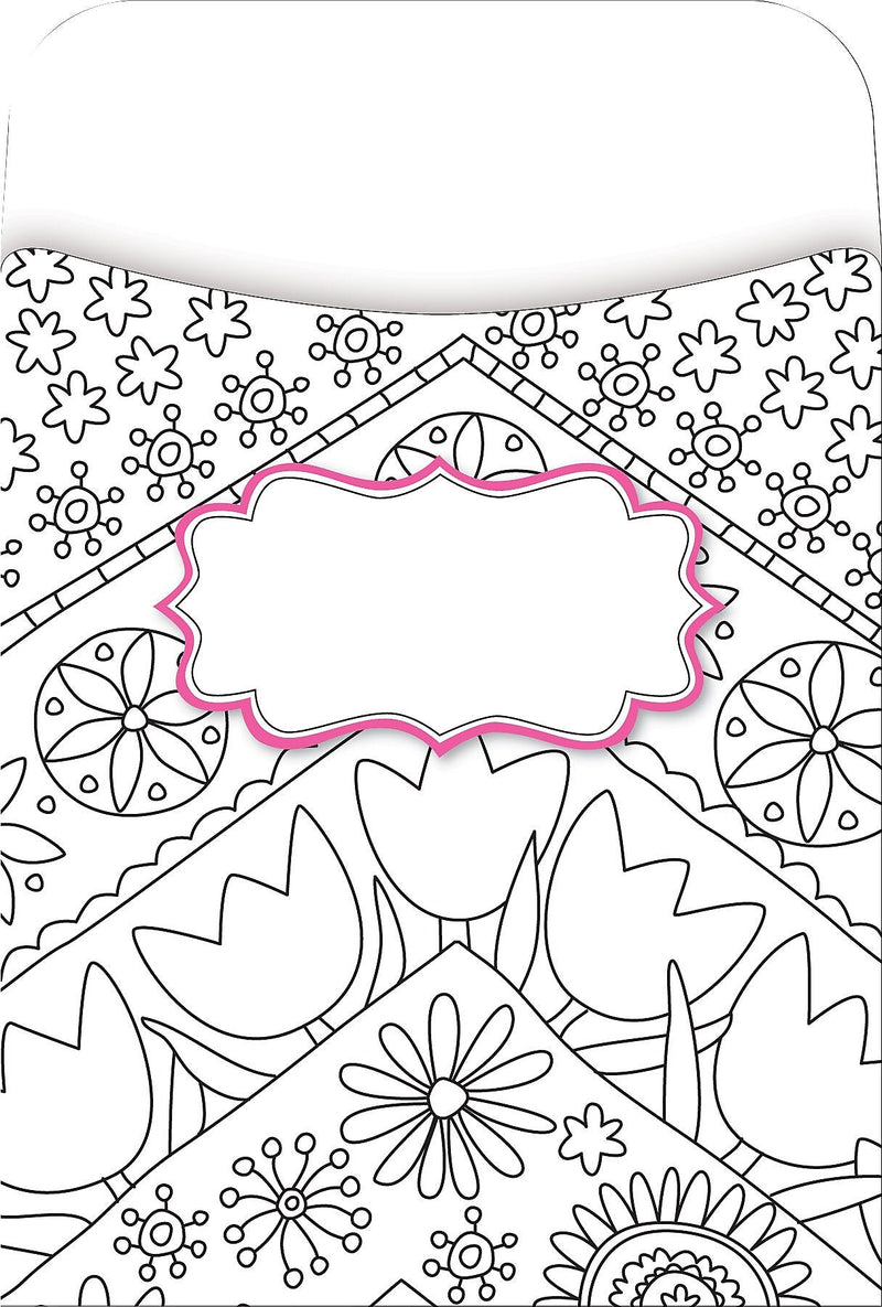 Barker Creek Color Me! In My Garden Library Pockets, 5.125" x 3.5", 30/Pack (BC1243)