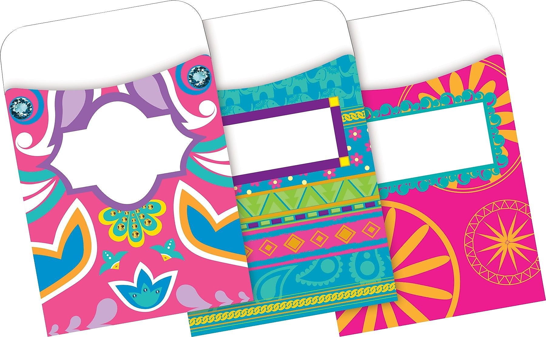 Barker Creek Bohemian Library Pockets, 5.125" x 3.5", 30/Pack (BC1239)
