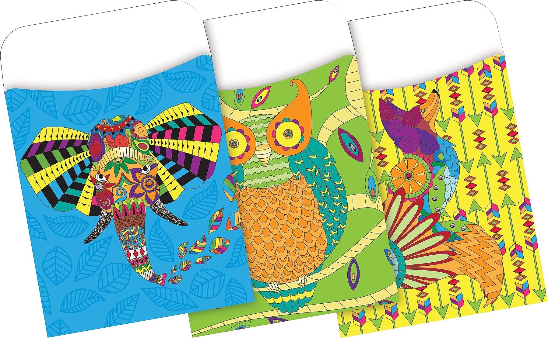 Barker Creek Bohemian Animal Library Pockets, 5.125" x 3.5", 60/Pack (BC1242)