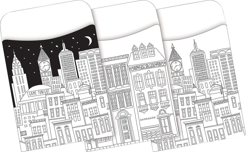 Barker Creek Color Me! Cityscapes Library Pockets, 5.125" x 3.5", 60/Pack (BC1244)