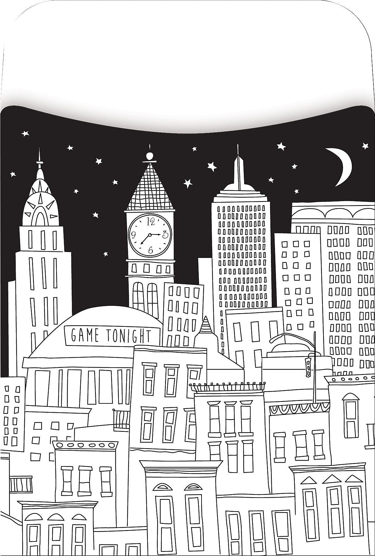 Barker Creek Color Me! Cityscapes Library Pockets, 5.125" x 3.5", 60/Pack (BC1244)