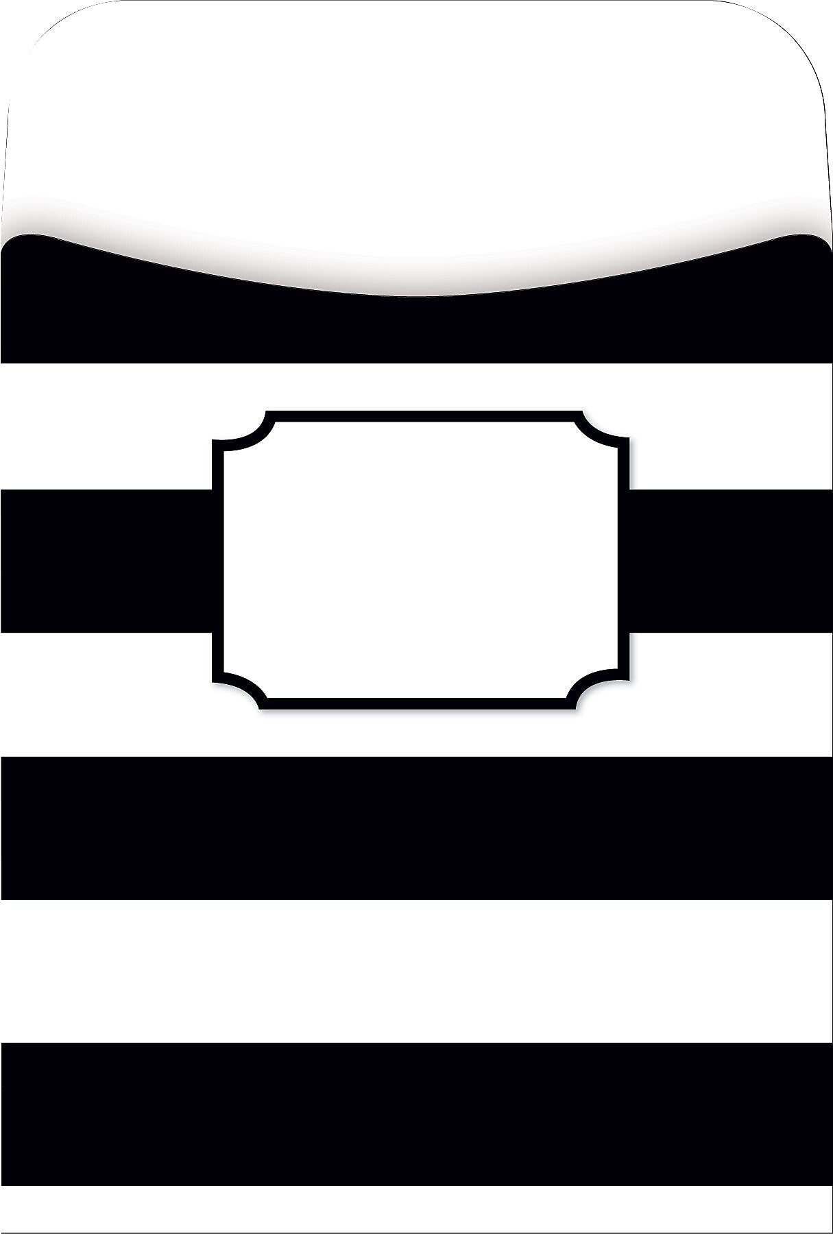 Barker Creek Buffalo Plaid & Wide Stripes Peel & Stick Library Pockets, 5.125" x 3.5", 30/Pack (BC1246)