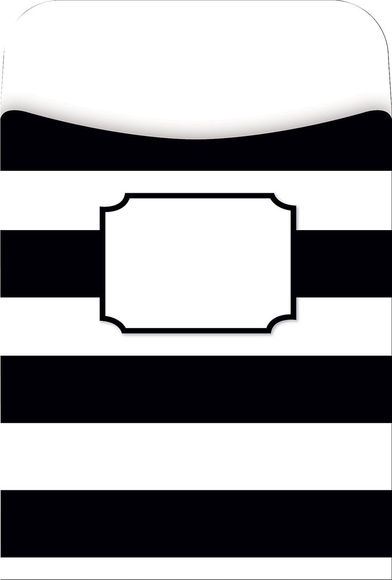 Barker Creek Buffalo Plaid & Wide Stripes Peel & Stick Library Pockets, 5.125" x 3.5", 30/Pack (BC1246)