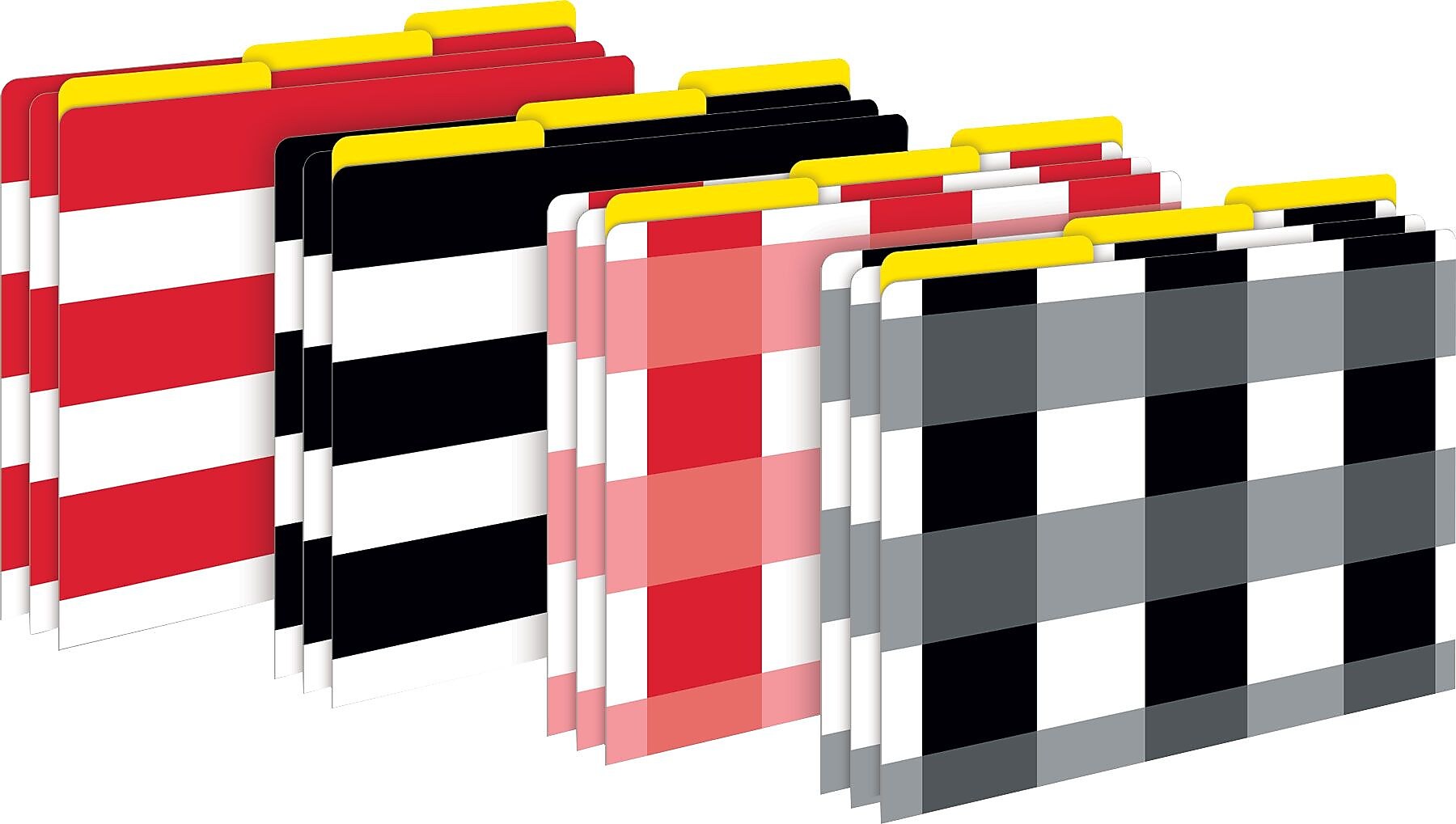 Barker Creek Buffalo Plaid & Wide Stripes File Folders, 1/3-Cut Tab, Letter Size, Assorted Colors, 12/Pack (BC1341)