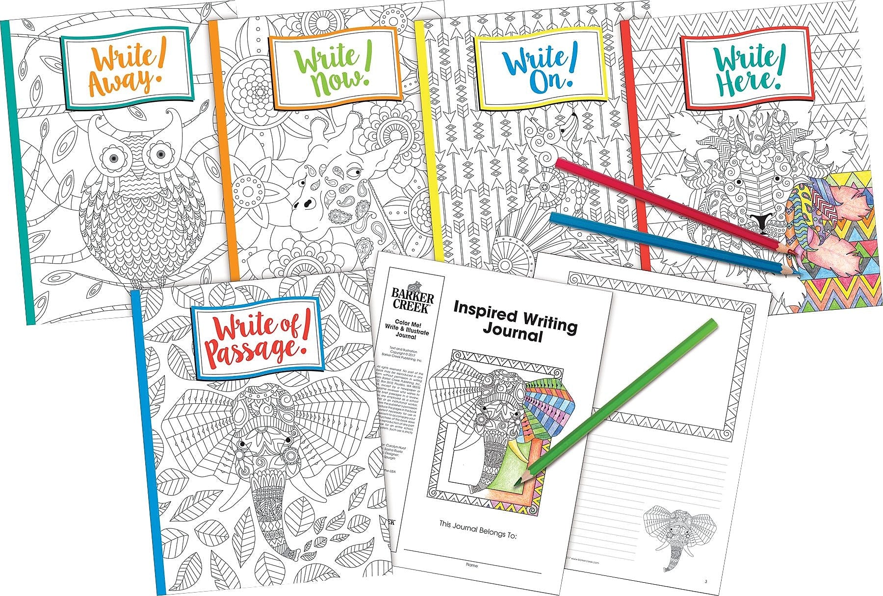 Barker Creek Inspired Writing Journal Set, 8.5" x 11", College Ruled, Assorted Colors, 10/Set (BC3514)