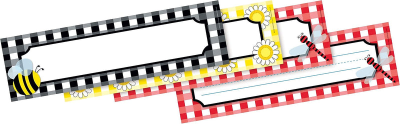 Barker Creek Buffalo Plaid School Name Plates, 12" x 3.5", 36/Pack (BC1440)
