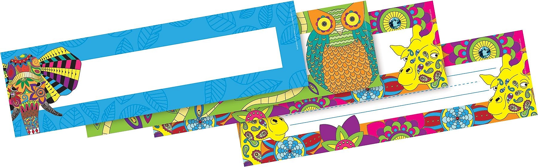 Barker Creek Bohemian Animals School Name Plates, 12" x 3.5", 36/Pack (BC1448)