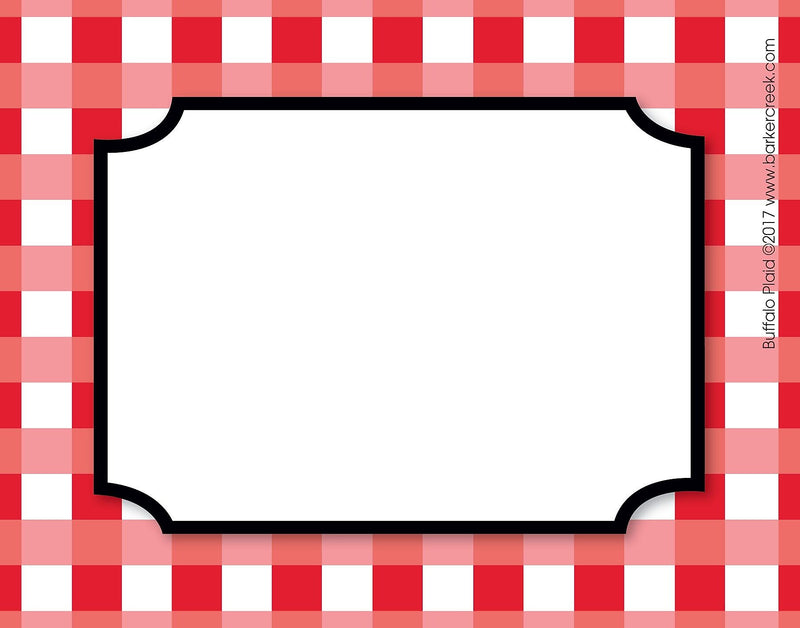 Barker Creek Self-adhesive Buffalo Plaid School Name Tags, 2.75" x 3.5", 45/Pack (BC1540)