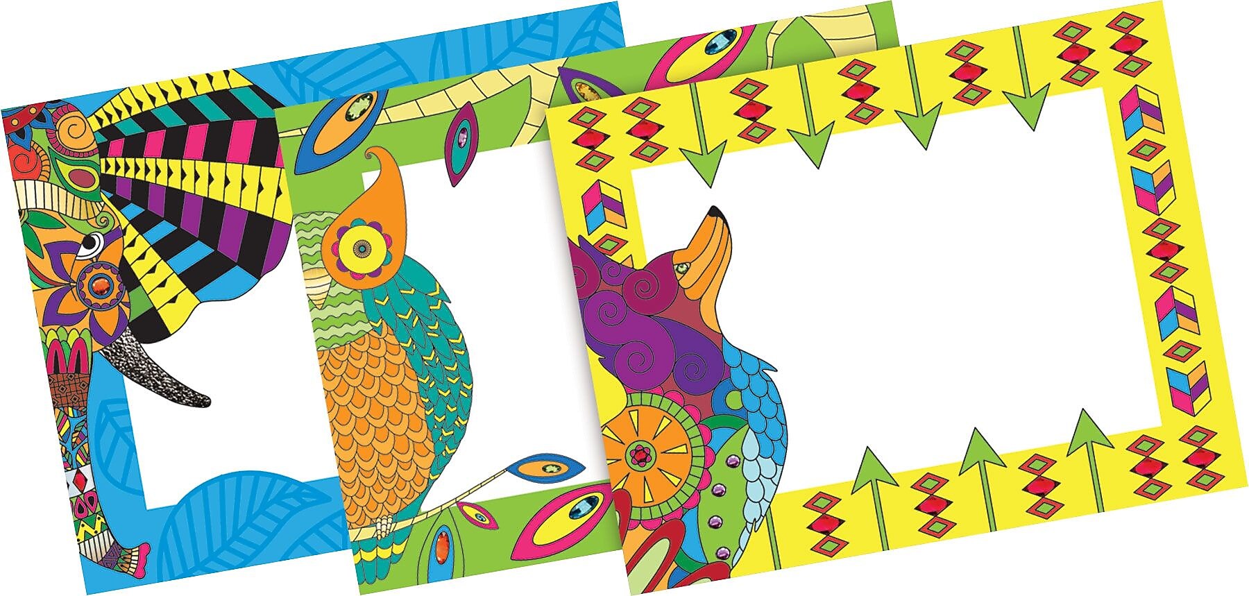 Barker Creek Self-adhesive Bohemian Animals School Name Tags, 2.75" x 3.5", 45/Pack (BC1548)
