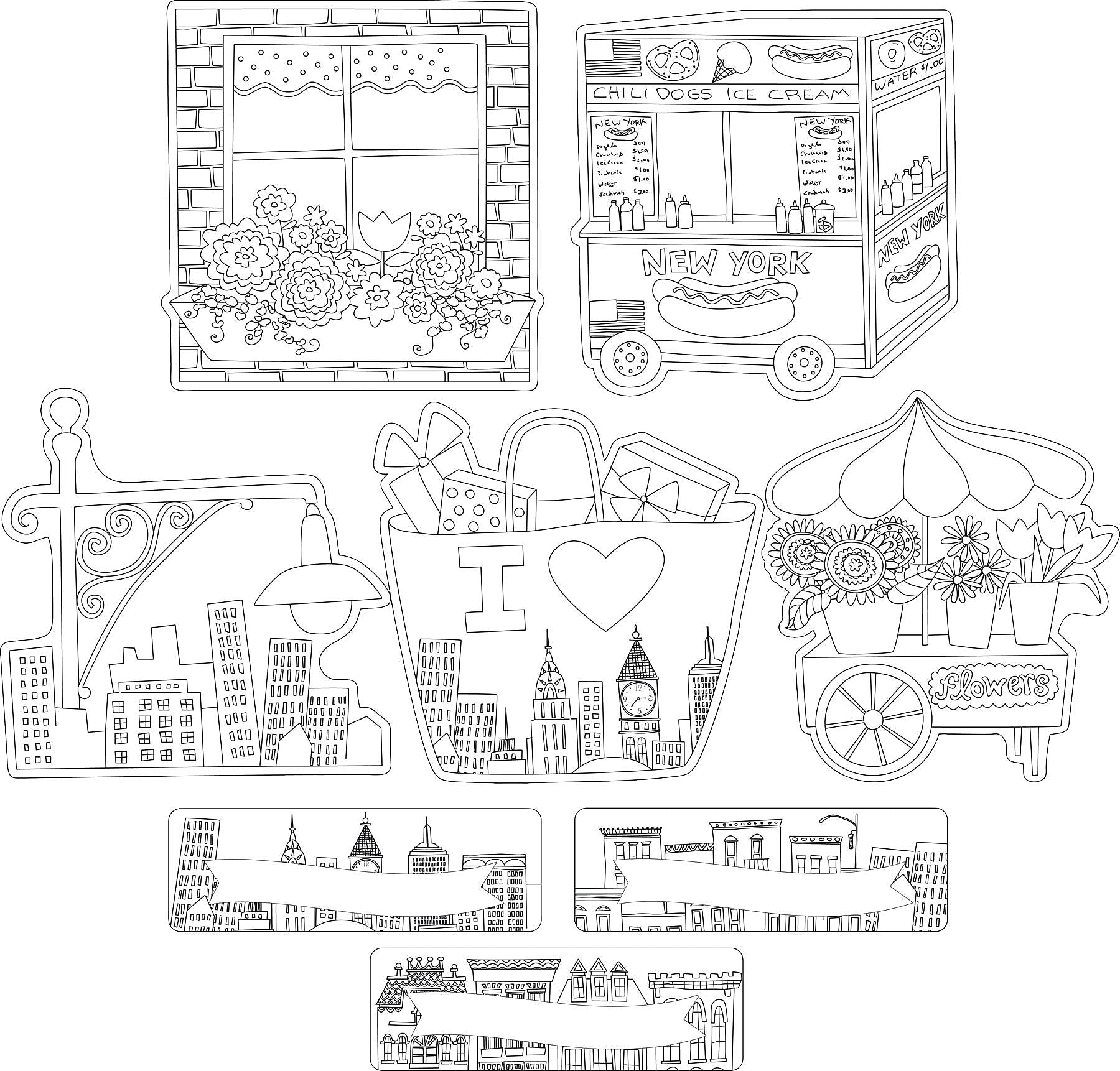 Barker Creek Color Me! Cityscapes Double-Sided Accents, 36/Pack (BC2217)