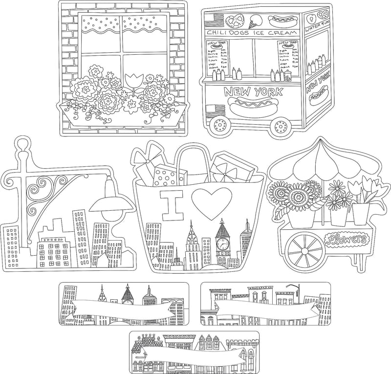 Barker Creek Color Me! Cityscapes Double-Sided Accents, 36/Pack (BC2217)